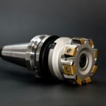 Close-up of a high precision CNC milling tool used for metalworking in industrial settings.